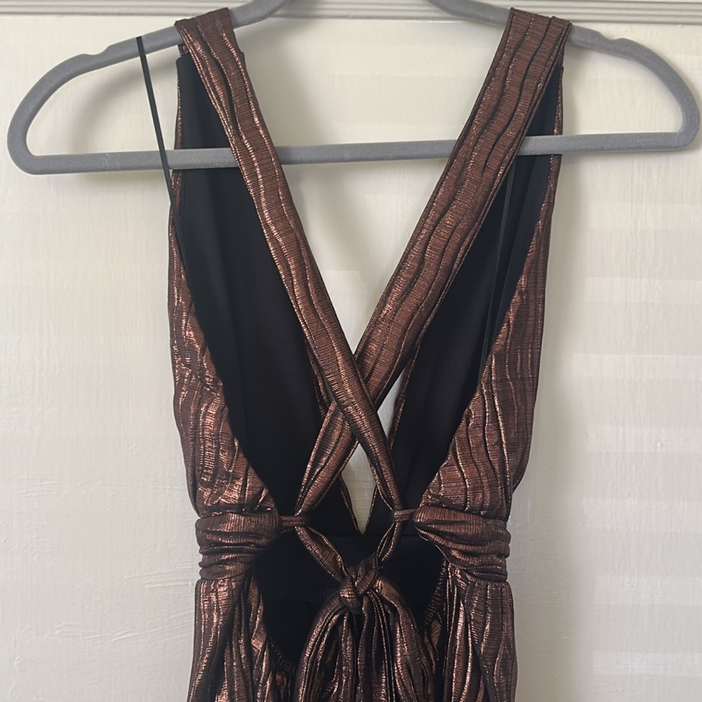 Camilla Pleated Gold Jumpsuit - Picture 4 of 5